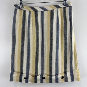 Edme & Esyllte Anthropologie Linen Cotton Lining Straight Striped Skirt Size 2
